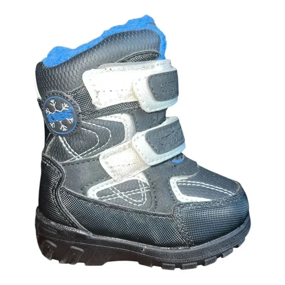 totes Tayton Mid Toddler Boys' Waterproof Winter Boots Black Blue 5M EUC